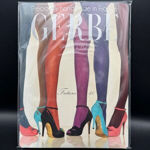 Gerbe Futura 40 Tights Deep Teal Opaque Satin Silk Blend Handmade France New 1